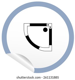Flat bath icon on sticker for floor plan outline. Line editable EPS10 vector furniture illustration. View from above