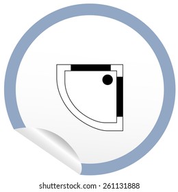 Flat bath icon on sticker for floor plan outline. Line editable EPS10 vector furniture illustration. View from above