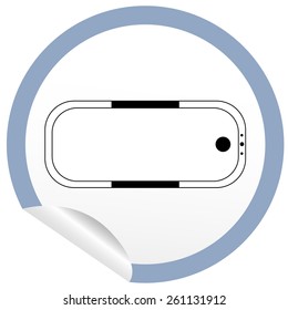 Flat bath icon on sticker for floor plan outline. Line editable EPS10 vector furniture illustration. View from above