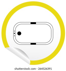 Flat bath icon on sticker for floor plan outline. Line editable EPS10 vector furniture illustration. View from above