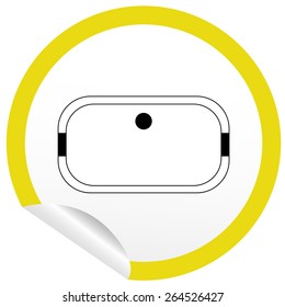 Flat bath icon on sticker for floor plan outline. Line editable EPS10 vector furniture illustration. View from above