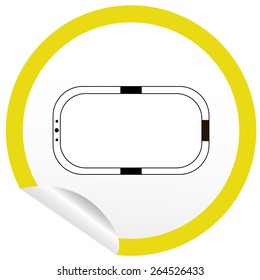 Flat bath icon on sticker for floor plan outline. Line editable EPS10 vector furniture illustration. View from above