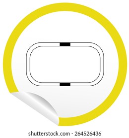 Flat bath icon on sticker for floor plan outline. Line editable EPS10 vector furniture illustration. View from above