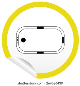 Flat bath icon on sticker for floor plan outline. Line editable EPS10 vector furniture illustration. View from above