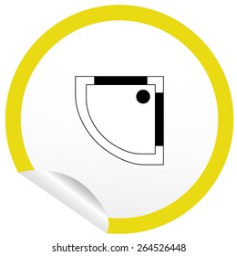 Flat bath icon on sticker for floor plan outline. Line editable EPS10 vector furniture illustration. View from above