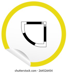Flat bath icon on sticker for floor plan outline. Line editable EPS10 vector furniture illustration. View from above