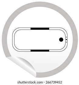 Flat bath icon on sticker for floor plan outline. Line editable EPS10 vector furniture illustration. View from above