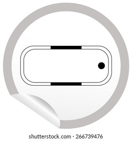 Flat bath icon on sticker for floor plan outline. Line editable EPS10 vector furniture illustration. View from above