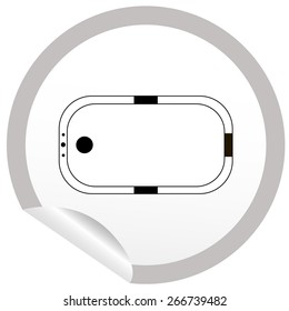 Flat bath icon on sticker for floor plan outline. Line editable EPS10 vector furniture illustration. View from above