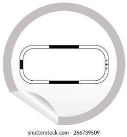 Flat bath icon on sticker for floor plan outline. Line editable EPS10 vector furniture illustration. View from above