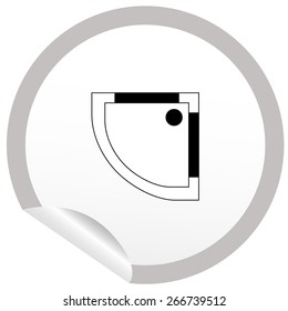 Flat bath icon on sticker for floor plan outline. Line editable EPS10 vector furniture illustration. View from above