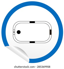 Flat bath icon on sticker for floor plan outline. Line editable EPS10 vector furniture illustration. View from above