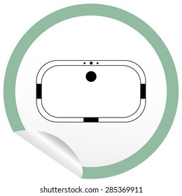 Flat bath icon on sticker for floor plan outline. Line editable EPS10 vector furniture illustration. View from above