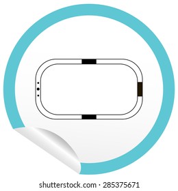 Flat bath icon on sticker for floor plan outline. Line editable EPS10 vector furniture illustration. View from above