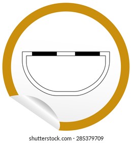 Flat bath icon on sticker for floor plan outline. Line editable EPS10 vector furniture illustration. View from above