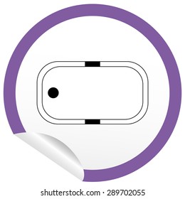 Flat bath icon on sticker for floor plan outline. Line editable EPS10 vector furniture illustration. View from above