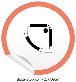 Flat bath icon on sticker for floor plan outline. Line editable EPS10 vector furniture illustration. View from above