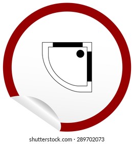 Flat bath icon on sticker for floor plan outline. Line editable EPS10 vector furniture illustration. View from above