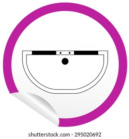Flat bath icon on sticker for floor plan outline. Line editable EPS10 vector furniture illustration. View from above