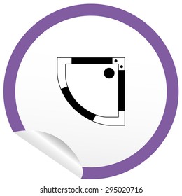 Flat bath icon on sticker for floor plan outline. Line editable EPS10 vector furniture illustration. View from above