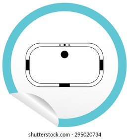 Flat bath icon on sticker for floor plan outline. Line editable EPS10 vector furniture illustration. View from above