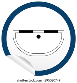 Flat bath icon on sticker for floor plan outline. Line editable EPS10 vector furniture illustration. View from above