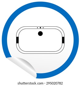 Flat bath icon on sticker for floor plan outline. Line editable EPS10 vector furniture illustration. View from above