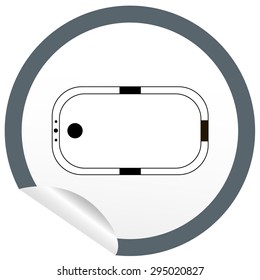 Flat bath icon on sticker for floor plan outline. Line editable EPS10 vector furniture illustration. View from above