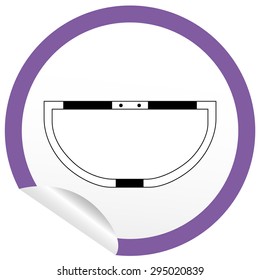 Flat bath icon on sticker for floor plan outline. Line editable EPS10 vector furniture illustration. View from above