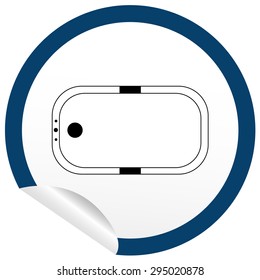 Flat bath icon on sticker for floor plan outline. Line editable EPS10 vector furniture illustration. View from above