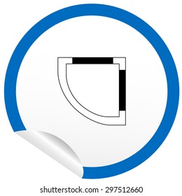 Flat bath icon on sticker for floor plan outline. Line editable EPS10 vector furniture illustration. View from above