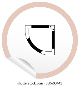 Flat bath icon on sticker for floor plan outline. Line editable EPS10 vector furniture illustration. View from above