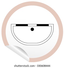 Flat bath icon on sticker for floor plan outline. Line editable EPS10 vector furniture illustration. View from above