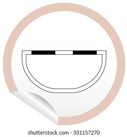 Flat bath icon on sticker for floor plan outline. Line editable EPS10 vector furniture illustration. View from above