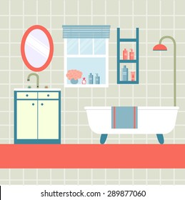 flat bathroom with window. vector illustration