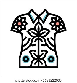 Flat Batik shirt object icon modern design concept isolated