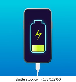 Flat battery charge for mobile device design. Vector mobile device concept. Vector illustration in flat style.