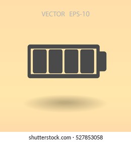 Flat battery full icon, vector illustration