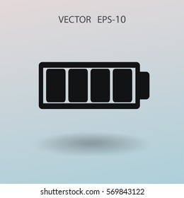 Flat battery full icon, vector illustration