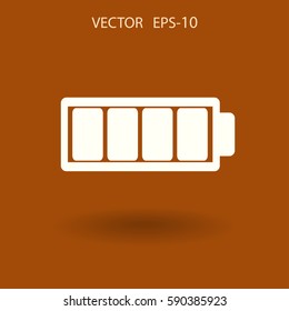 Flat battery full icon, vector illustration