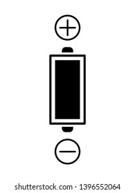 Flat battery icon for applications and web sites. Vector illustration. Positive and negative battery terminal.