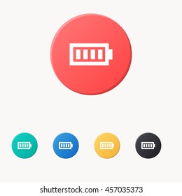 Flat Battery icon, button isolated vector illustration