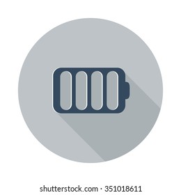 Flat Battery icon with long shadow on grey circle