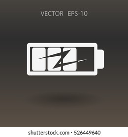 flat battery icon, vector illustration