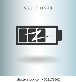 flat battery icon, vector illustration