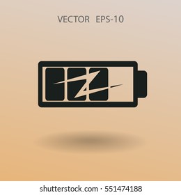 flat battery icon, vector illustration