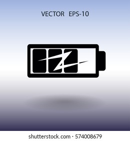 flat battery icon, vector illustration