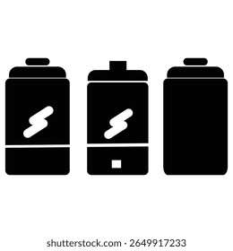 Flat battery icons in different levels of charge, ideal for UI UX elements.