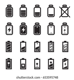 Flat Battery Icons Set