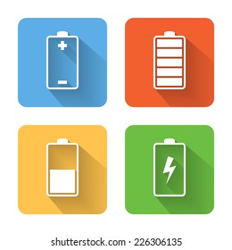 Flat battery icons. Vector illustration